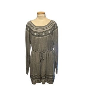 Motherhood Maternity Fair Isle  Long Sleeve Belted Sweater Dress Size XL
